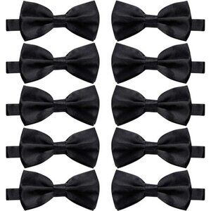 10 Pcs Elegant black Pre-tied Bow ties Formal Tuxedo Bowtie Set with Adjustable
